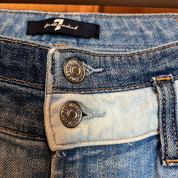 7Fam jeans high waisted, 2 tone crop jeans- y2k - Picture 3 of 14